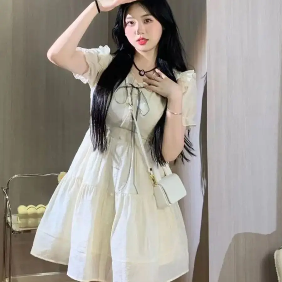 

French Atmosphere Dress' Summer New Slim Ruffle Edge Waist Fairy Short Skirt