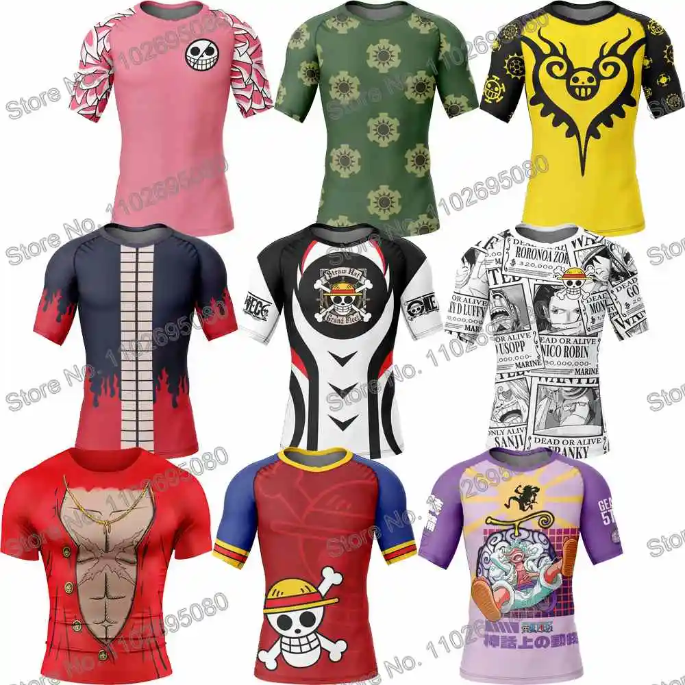 Rash Guard One Piece Surf Clothing BJJ MMA Men Women Rash Guard Short Sleeve Diving T-Shirt