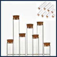 1X 4ml 5ml 8ml 10ml 12ml 17ml 20ml 25ml 28ml 30ml 40ml Small Glass Test Tube With Cork Stopper Storage Glass Bottles Jars Vials 2