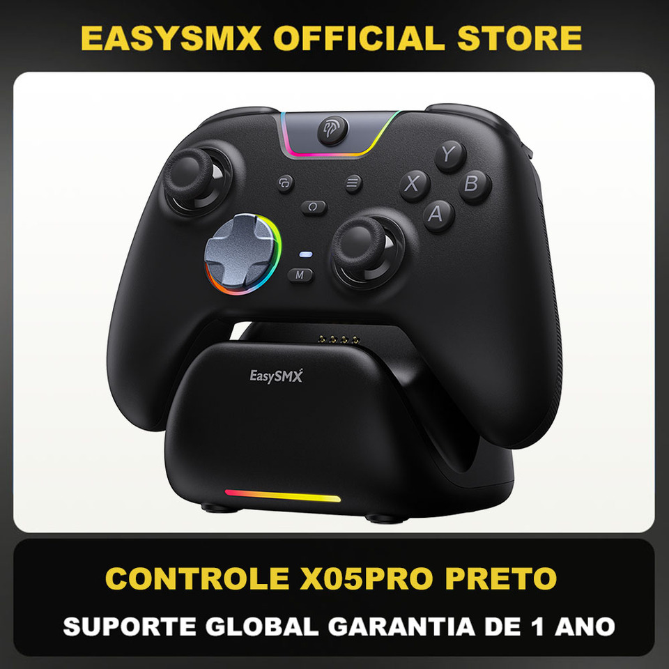  EasySMX X05Pro Charging Dock Controller for PC/Switch/Phone, Silent Button, 1000mAh Battery, Hall Joystick, RGB, Ergonomic Grip 