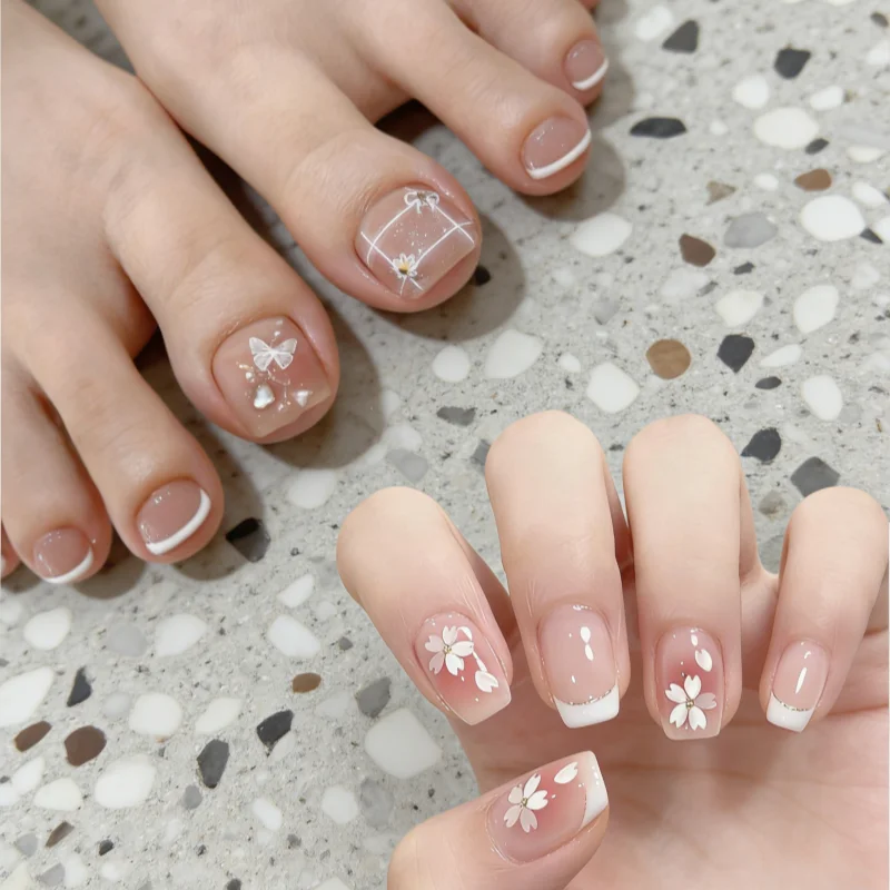 French Press-on Nails Set For Hand And Foot Care Summer Gift_voghion.com