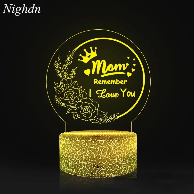 

I Love You Mom 3D Night Lights Led Illusion Lamp Touch Remote Control 16 Colors Nightlights Bedroom Decoration Gift for Momther