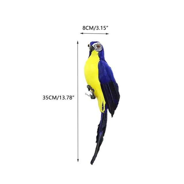 Pappagallo Artificiale In Piume E Schiuma - 28cm, Blu, Per Decorazione Casa E Giardino