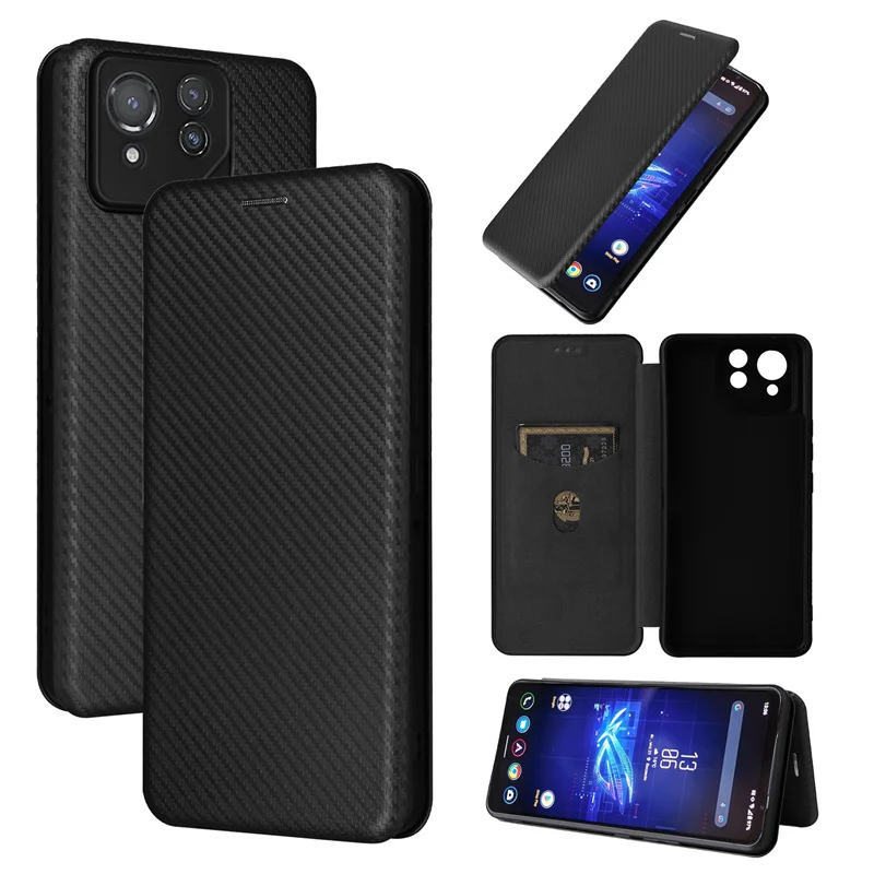 Per Asus Rog Phone 8 Pro Case Luxury Flip Custodia Ad Adsorbimento Magnetico Per La Pelle In Fibra Di Carbonio Per Asus Rog Phone 8 Pro Phone Bags 6.7