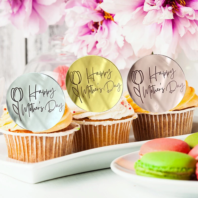 

Happy Mothers' Day Acrylic Cake Decorations For Birthday Anniversary Acrylic Butterfly Cupcake Ornament Home Party Bakery Supply