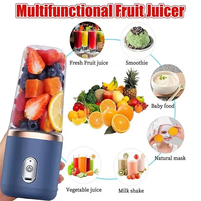 1pc Multifunctional juice blender with double cups and high-performance juice maker, suitable for milkshake and fresh juice. 4