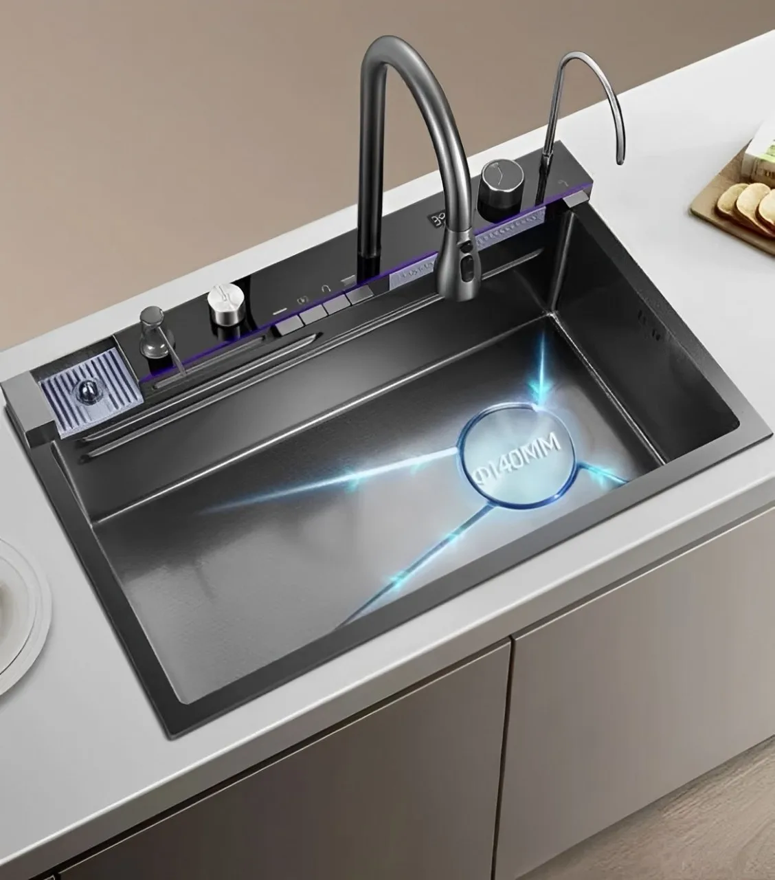 Kitchen sink, dual waterfall faucet, 5-button control, premium sink, manufacturer's lowest price 5