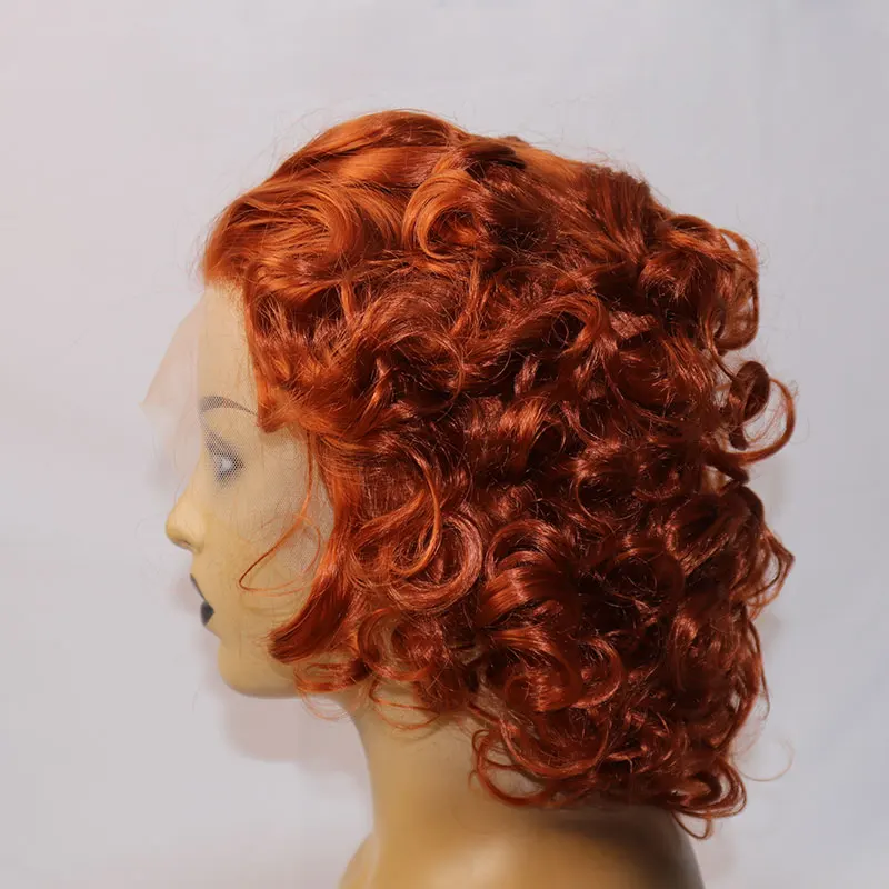 OLEY Natural Synthetic Lace Frontal Wig 12 Inches Heat Resistant Fiber Short Body Wavy Hair For Women Golden Brown Daily Use Wig