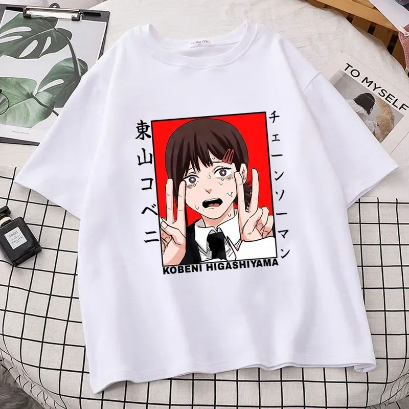 

Women Tops Japanese Anime Chainsaw Man Y2k Streetwear Blouse Machima Casual Print T-shirt Summer Students Short Sleeved Tees