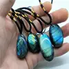 Natural Irregular Labradorite Pendant Necklaces Random Energy Stone Women Menwire Wrapped Pendant Lucky Necklace Moonstone 4