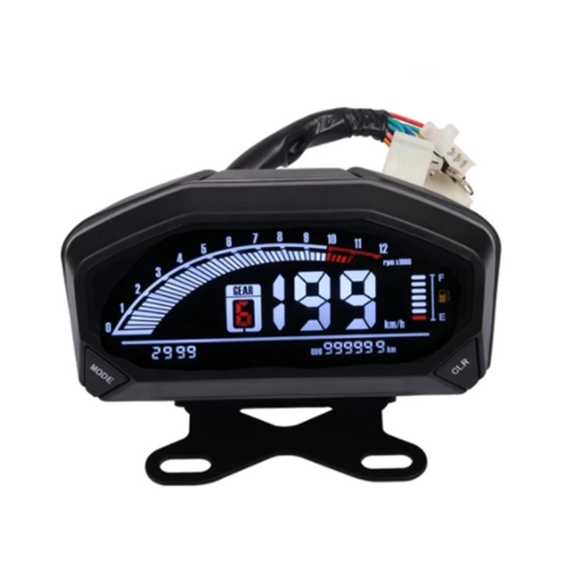

Universal Motorcycle LED LCD Speedometer Digital Odometer Tachometer 12000 RPM Meter For 1,2,4 Cylinders