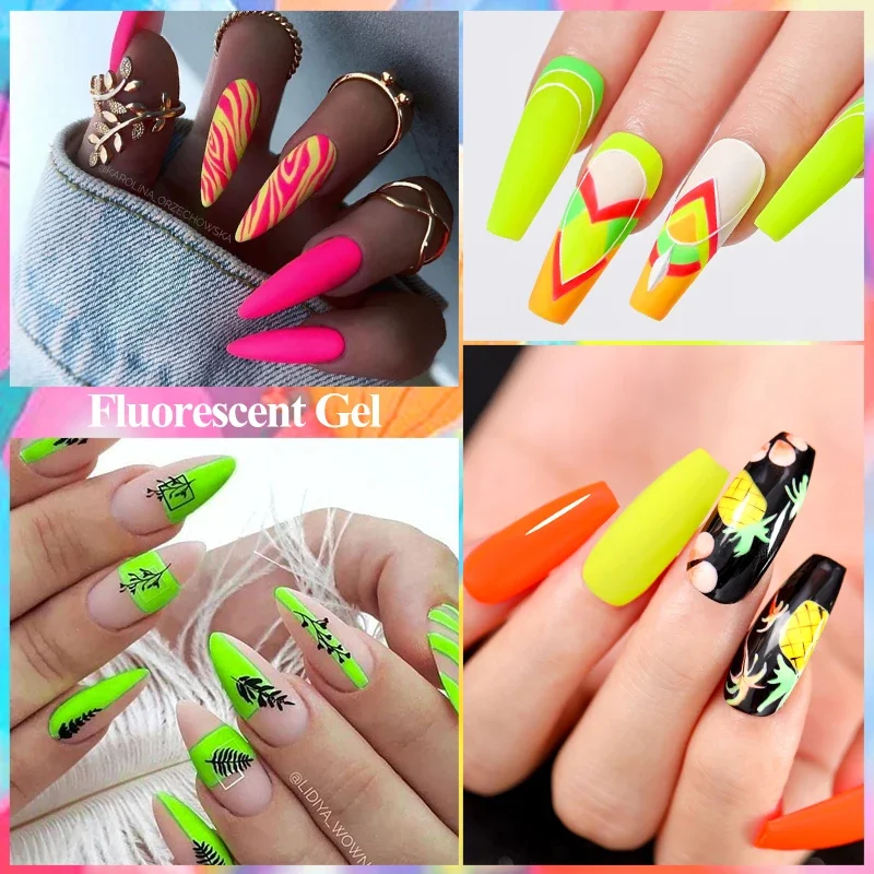 8ml 형광 젤 매니큐어 Vernis 여름 네온 세미 퍼머넌트 UV 젤 바니시 손톱 아트 DIY 매니큐어 네일 용품