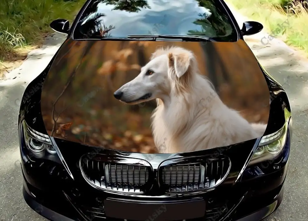 

Animal - Borzoi Dog Car Hood Vinyl Decal Stickers Wrap Vinyl Film Engine Cover Decals Sticker Universal Car Hood Cover Film