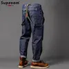 Supzoom New Arrival Top Fashion Autumn And Winter Casual Overalls Men's Fashionable Loose Fatty Multi-pocket Cargo Denim Jeans 1