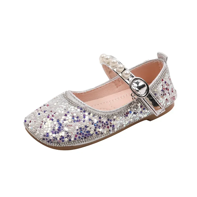 Chaussures en cuir décontractées à paillettes pour filles, appartements de fête de mariage pour enfants, performance de ballet élégante, chaussures à essence Mary, mode princesse