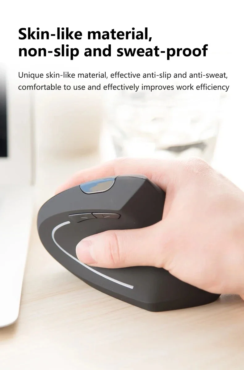 Mouse da gioco verticale ergonomico wireless ricaricabile ottico 2.4G per computer PC, laptop e desktop con connessione USB._voghion.com