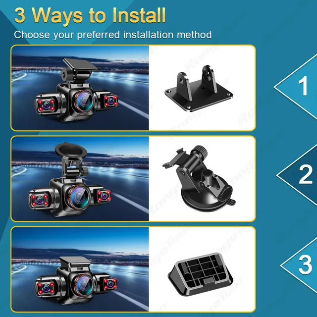 4 Channel 4*1080P Dash Camera Built-in GPS & WiFi CPL Dual Lens 8 Infrared Light Night Vision 170 Degree with Rear Lens Car DVR 4