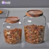 Glass Sealed Jar with Wood Lid, Kitchen Counter Food, Coffee Bean, Grain Storage Organizers, Large Orgnizer, Glass Containter 5
