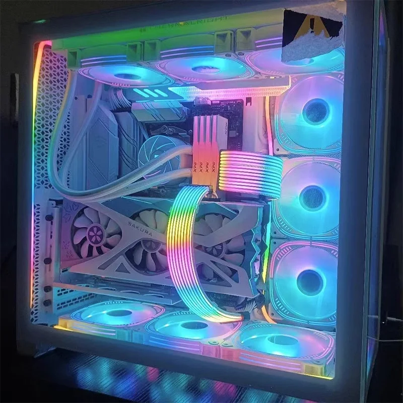 TEUCER 게이밍 PC 케이스용 컴퓨터 케이스 선풍기 키트, ARGB 미러 사이클 사일런트 CPU 냉각 팬, 120mm 4 핀 PWM 리버스 선풍기 쿨러, LZ2