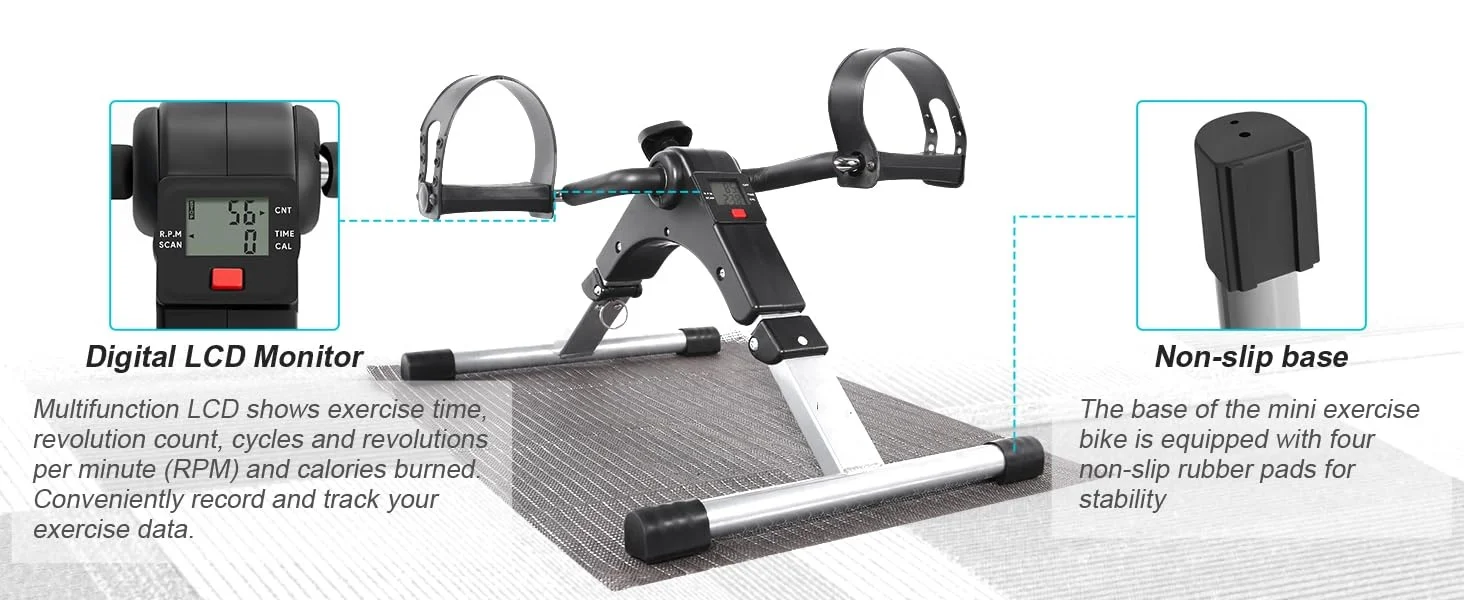 Bočni pogled na mini sobni bicikl za prijenosne vježbe