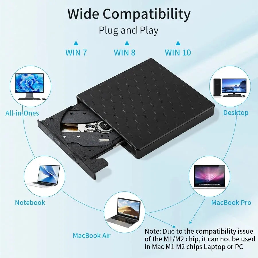 AMMTOO External DVD Drive USB 3.0 Portable