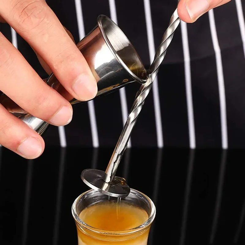 Stainless Steel Mixing Spoon Long Handle Stirring Spoon Drink Stirrers Cocktail Spoons Spiral Pattern Bar Cocktail Shaker Spoon