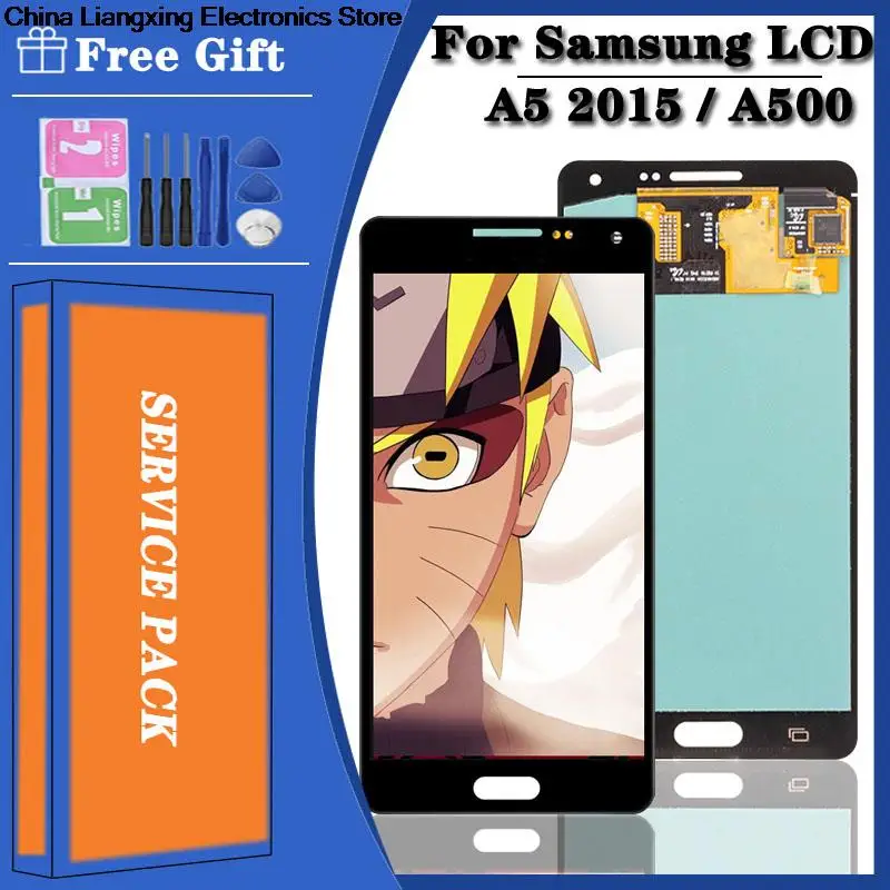 

5.0amamoled original para samsung galaxy a5 2015 a500 a500f a500fu a500h a500m lcd screen display toque digitador assembléia