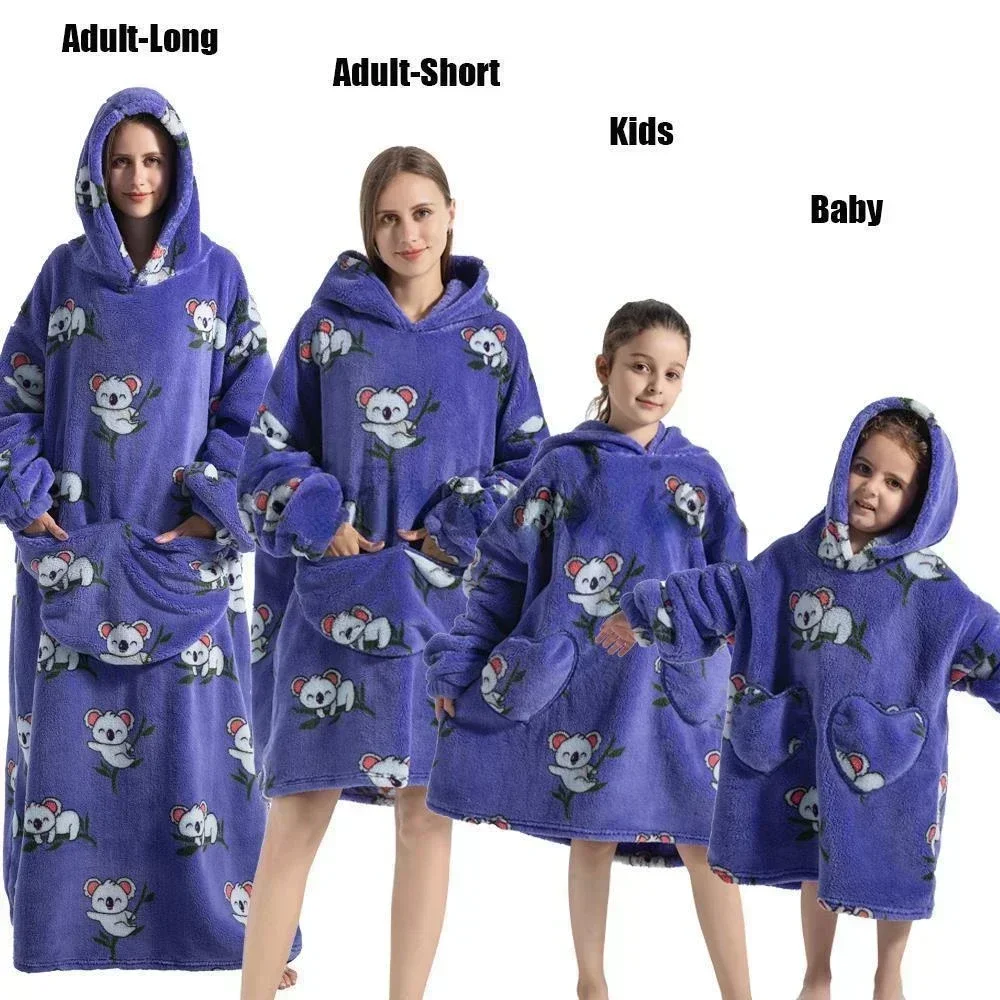 Oversized Deken Met Capuchon Voor Kinderen, Schattige Pluizige Sherpa Fleece Capuchonsweatshirt Met Zak Voor Kinderen Tieners