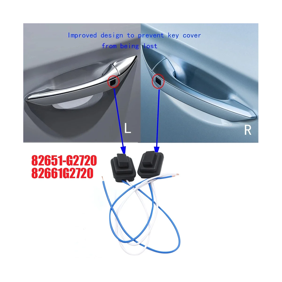 1 para indukcyjnych uchwytów zewnętrznych przycisk 82651-G2720 82661 g2720 dla Hyundai IONIQ 2016-2020 mały przełącznik ściągacza drzwi