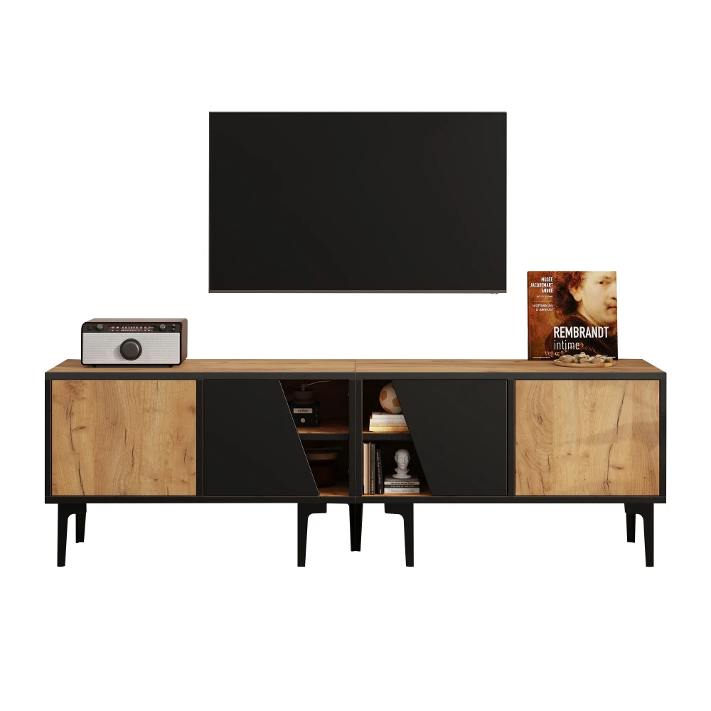 160 x 36,5 x 45 cm TV-Schrank mit 4 Fächern und 7 Stützbeinen, modernes minimalistisches Design, TV-Ständer, geeignet für 65-Zoll-Fernseher – Detail 10