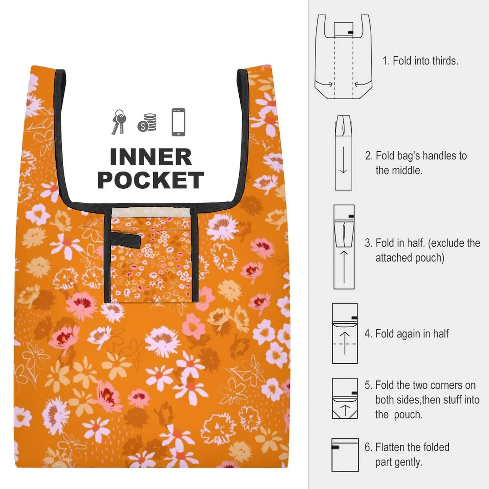 Customized Printed Foldable Shopping Bag Supermarket Foldable Food Bag Grocery Bag Clothing Shoes Packaging Bag for Products