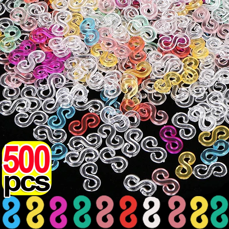 

500/100pcs S Clips Rubber Band Lock Hook for Charm Loom Gummies Elastic Bracelet Fefillb Diy Jewelry Making Supplies Accessories