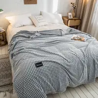J Plaid for Beds Coral Fleece Blankets Gray Color Plaids Single/Queen/King Flannel Bedspreads Soft Warm Blankets for Bed 6