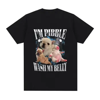 Funny Pibble Wash My Belly Dog Meme Printed T Shirt Women Vintage Fashion T-Shirts Short Sleeve Daily Wear Casual Clothing 1