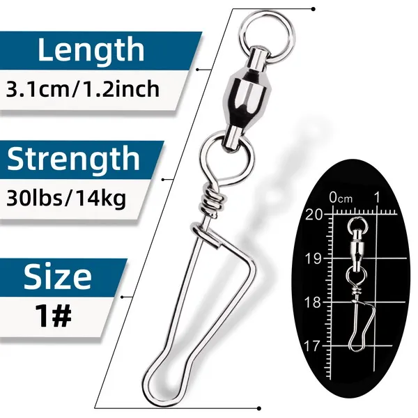 20 teile/beutel Rolling Barrel Angeln Wirbel T Form Schöne Snap Köder Stecker Angelgerät Salzwasser Emerillon Peche Pesca – Detail 5