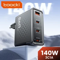 Зарядное устройство Toocki 140 Вт GaN PD3.1 QC4.0 3.0 SFC2.0 SCP PPS Быстрое зарядное устройство USB C для ноутбука Macbook iPhone 17 16 Samsung Huawei Xiaomi