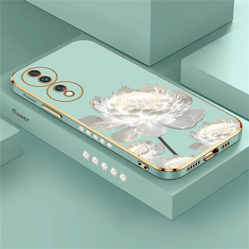 Lotus Flower Luxury Plating Shockproof Silicone Phone Case