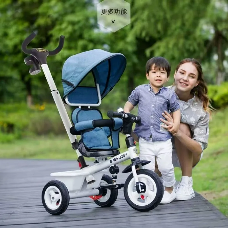 Seat Rotatable Children's Tricycle, Shock-absorbing Explosion-proof Wheel Baby Bike, 1-3 To 5-year-old Bicycle,Push Rod Handcart