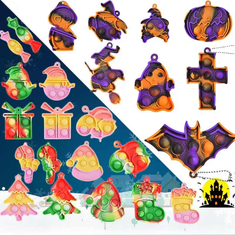

8Pcs/Set Christmas Push Bubble Fidget Toy Anti-Anxiety Stress Relief Hand Toys Party Favors Toddler Toy Girls Boys Birthday Gift