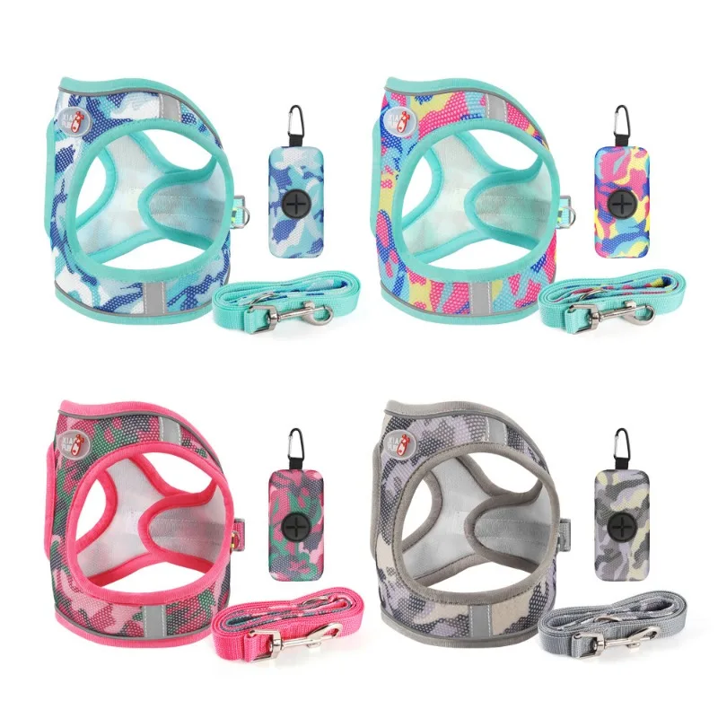 

Dog Harness Walking Lead Leash For Small Dogs Collar Polyester Adjustable Mesh Puppy Cat Harness Vest For Medium Pet Accessories