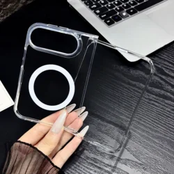 Deluxe Transparent Magnetic Phone Cover with Wireless Charging Compatibility for iPhone Ultra (Transparent)