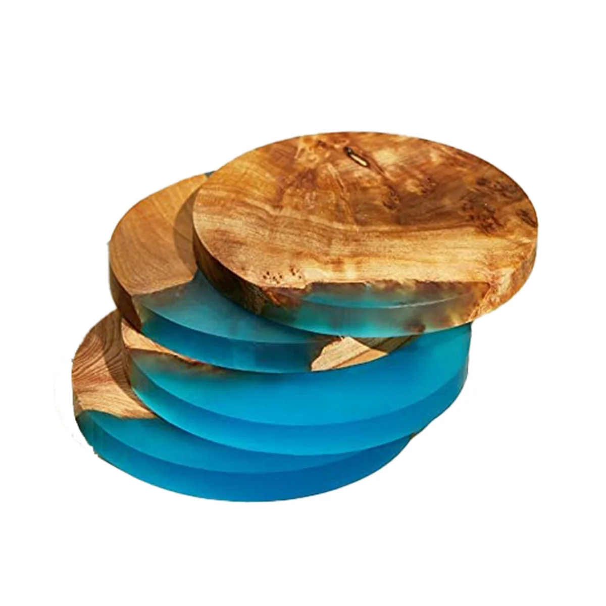 

4 Pack Wooden Coasters with Epoxy Resin, Bar Coaster for Drinks, Modern Coasters for Bar Kitchen Home Apartment