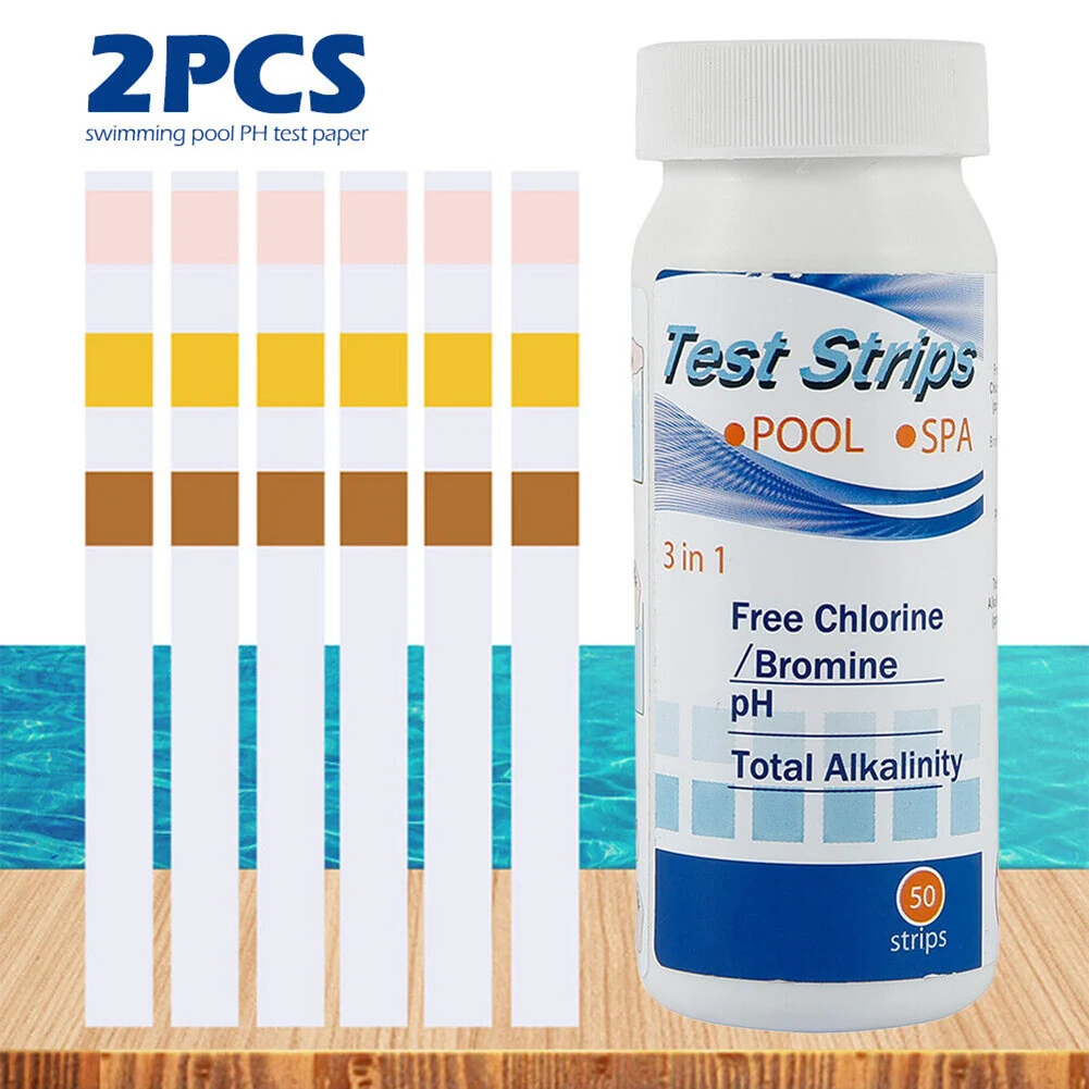 

50 Strips/Bottle 3 In 1 Test Strips Chlorine Dip Strips Tub PH Tester Paper For SPA Swimming Pool Water Tester Paper