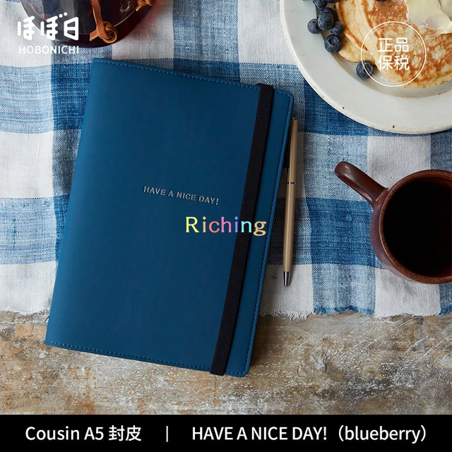 Hobonichi Techo Cousin Cover [A5 Cover Only] Have A Nice Day! (Blueberry).A  Simplified and Polished
