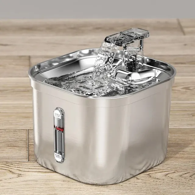 Automatic Cat Water Fountain Stainless Steel Cat Fountain With Filter Visual Water Level Pet Puppy Cats Drinking Water Dispenser 2