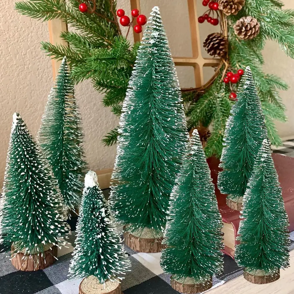 8PCS/set Multi Size Christmas Small Pine Tree Colorful Mini Trees for Xmas Home Desktop Ornaments Noel Party Table Decorations