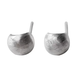 Elegant Matte Oval Silver Stud Earrings - Retro Style Accessory (Silver)