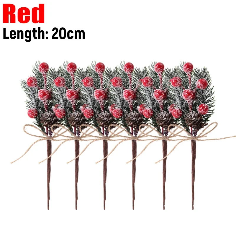 30/1pcs Christmas Artificial Berry Branches Plastic Fake Berries Stem Pine Flowers Home Party Wedding Wreath DIY Craft Ornaments_voghion.com