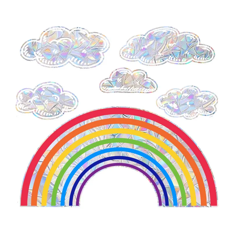 Rainbow Cloud Window Stickers Static Cling Window pvc Sticker  Wall Decal Simple Shape Art Decorative Stickers Murals