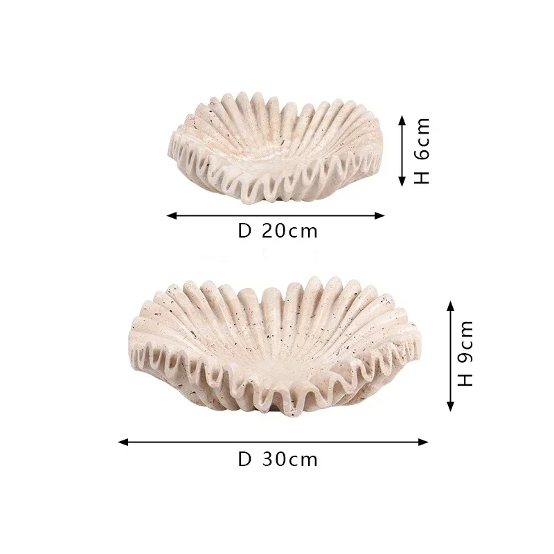 Marble Ruffle Bowl for Kitchen Counter and Living Room Travertine Scallop Bowl for Fruit Jewelry Decorative Tray for Home Decor 6